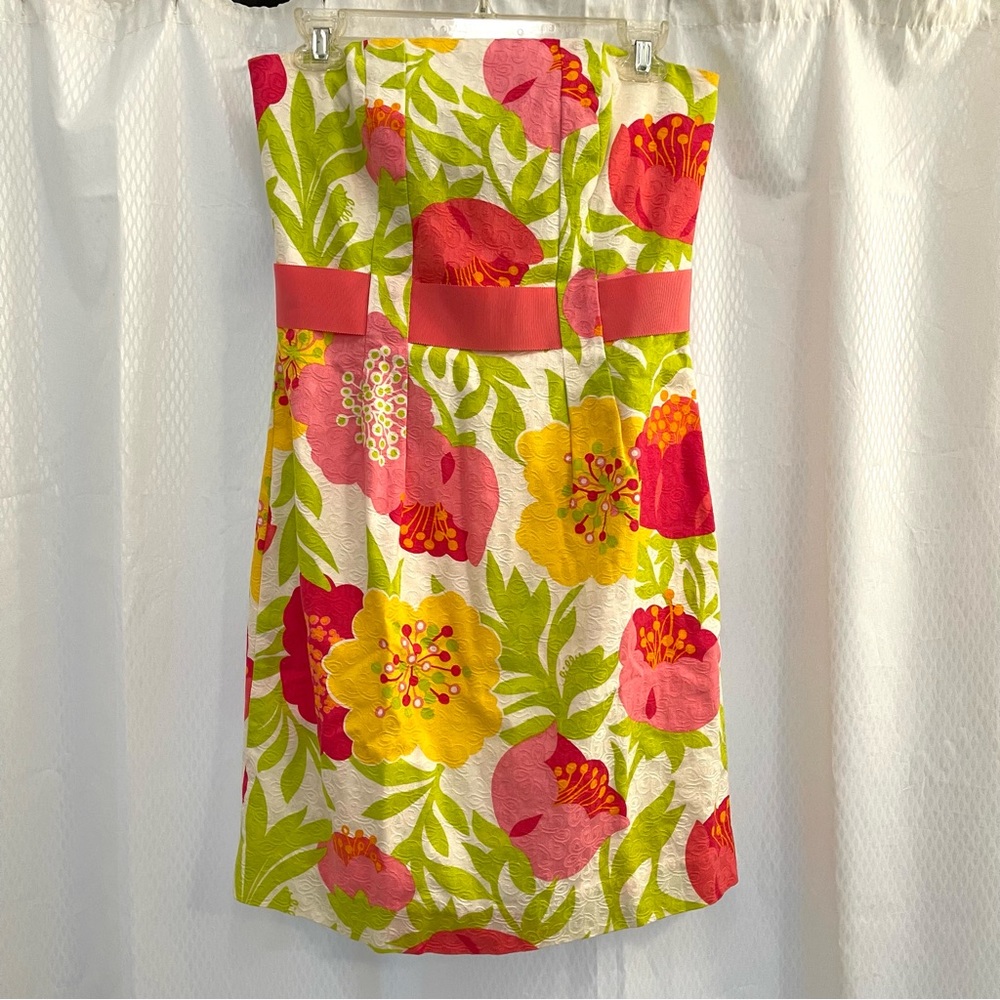 Vintage Lilly Pulitzer Floral Strapless Dress Size 4